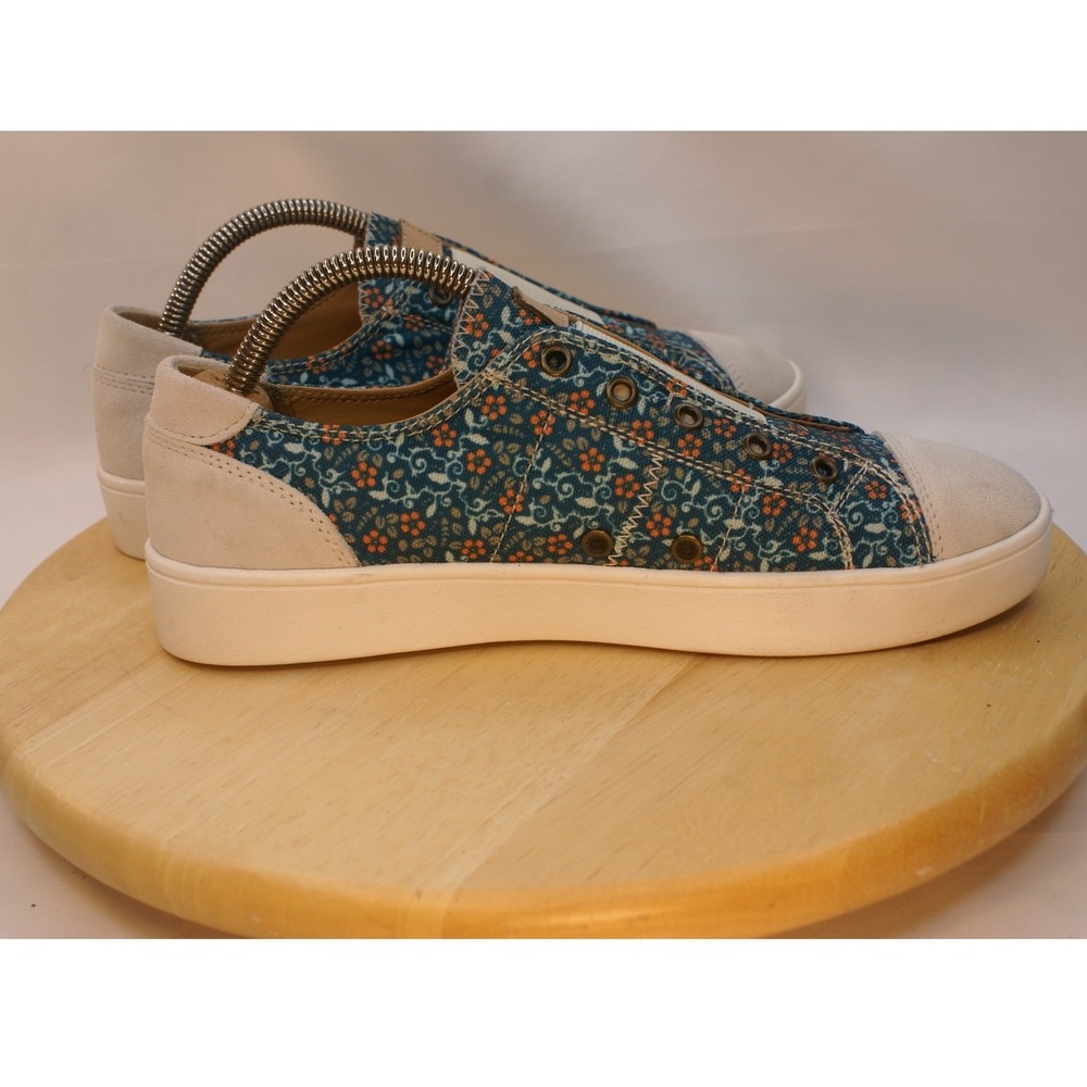 Spenco Womens Floral Slip On Sneakers Blue Orange Laceless Low Top Shoes Size 8B - Picture 10 of 11